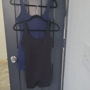 Black and Blue Tank Bodysuits